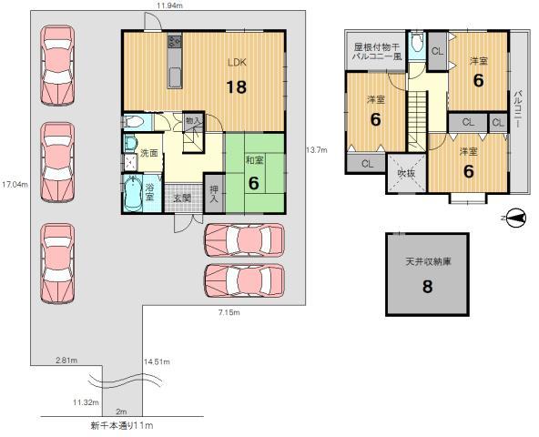 Floor plan. 39,800,000 yen, 4LDK, Land area 202.58 sq m , Building area 100.44 sq m