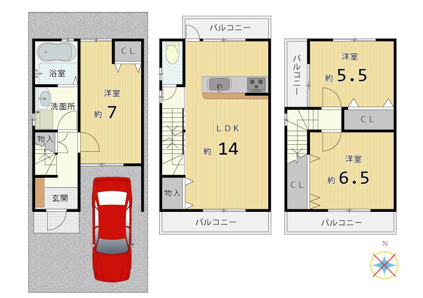 Floor plan. 23.8 million yen, 3LDK, Land area 52.23 sq m , Building area 80.16 sq m