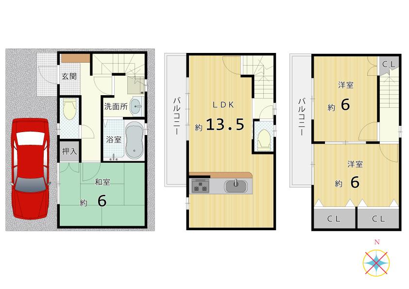 Floor plan. 21.9 million yen, 3LDK, Land area 45.55 sq m , Building area 77.76 sq m