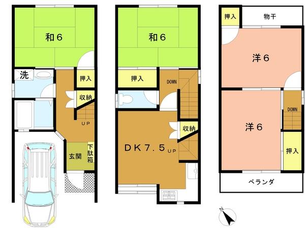 Floor plan. 15.8 million yen, 4DK, Land area 38.9 sq m , Building area 72.04 sq m