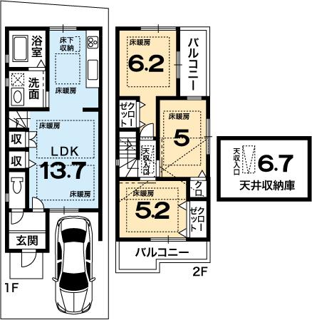 Floor plan. 25,800,000 yen, 3LDK, Land area 65.9 sq m , Building area 70.43 sq m