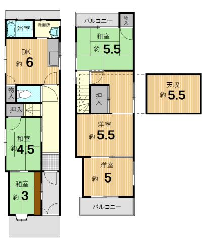 Floor plan. 9.8 million yen, 5DK, Land area 56 sq m , Building area 81.4 sq m