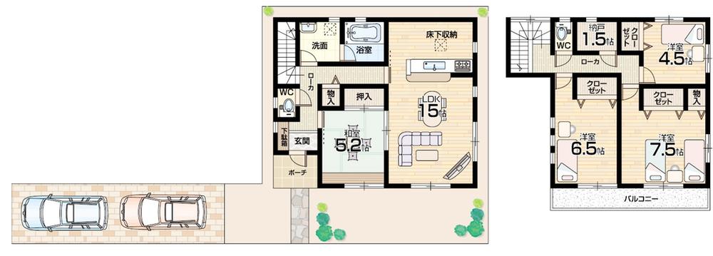Floor plan. (No. 2 locations), Price 25,900,000 yen, 4LDK, Land area 133.94 sq m , Building area 98.41 sq m