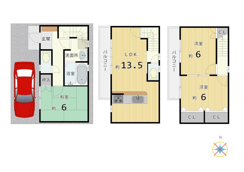 Floor plan. 21.9 million yen, 3LDK, Land area 45.56 sq m , Building area 77.76 sq m