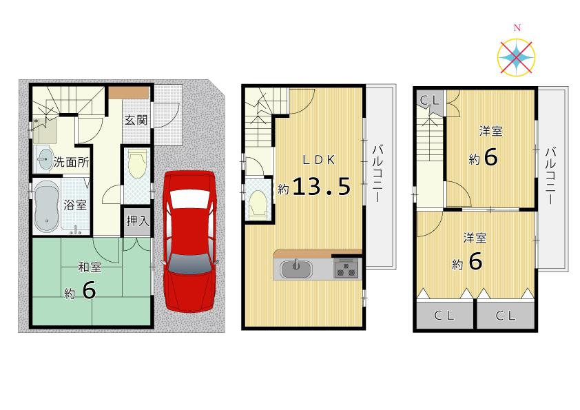 Floor plan. 21,800,000 yen, 3LDK, Land area 45.39 sq m , Building area 77.76 sq m