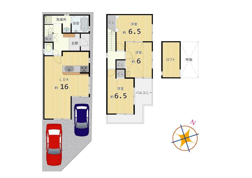 Floor plan. 32,800,000 yen, 3LDK, Land area 73.44 sq m , It was changed building area 78.98 sq m plan! To easily divide the kitchen face-to-face and dining space and living Sue pace Floor! 