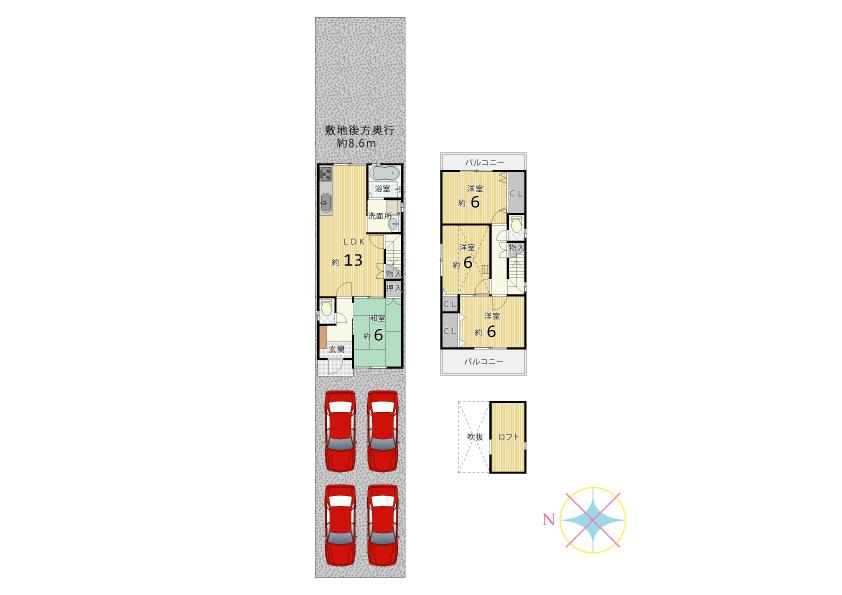 Floor plan. 28,700,000 yen, 4LDK, Land area 144.48 sq m , Building area 85.98 sq m 1 issue areas