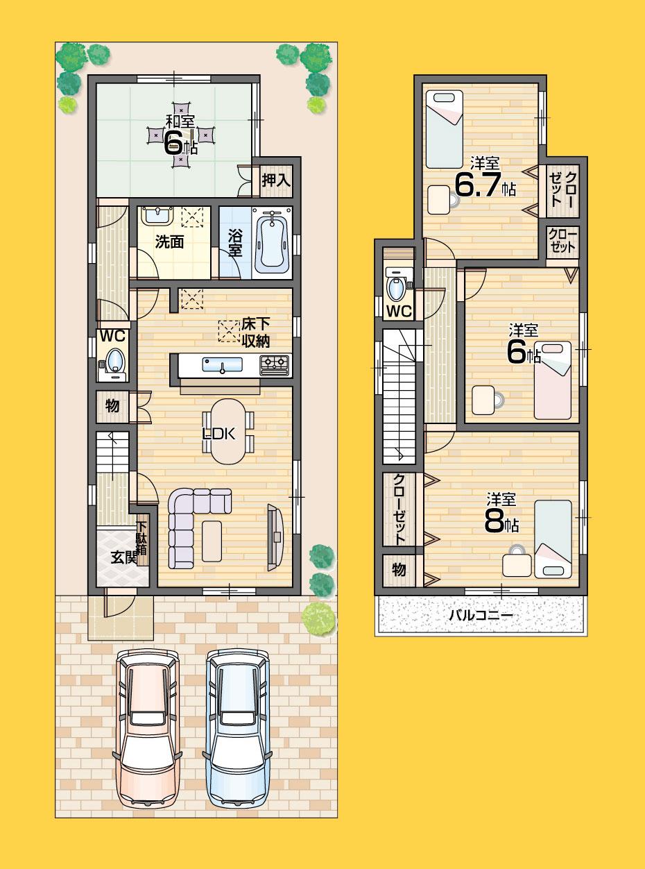 Floor plan. 23,900,000 yen, 4LDK, Land area 93.62 sq m , 4LDK of building area 93.95 sq m room