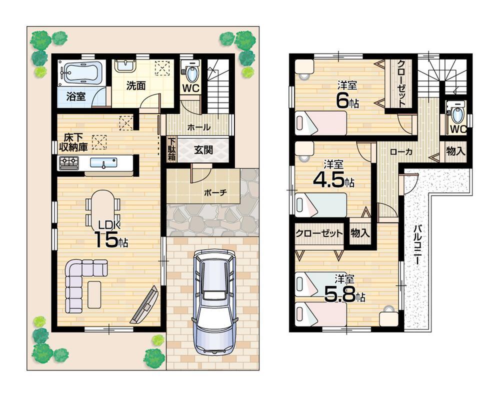 Floor plan. 22,900,000 yen, 3LDK, Land area 72.96 sq m , LDK15 Pledge of relaxation building area 77.76 sq m