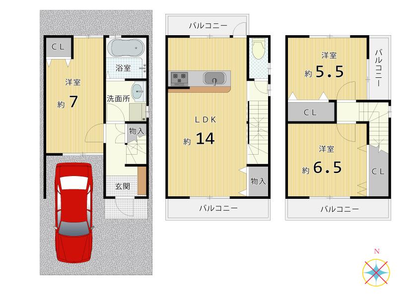 Floor plan. 23.8 million yen, 3LDK, Land area 52.23 sq m , Building area 80.16 sq m