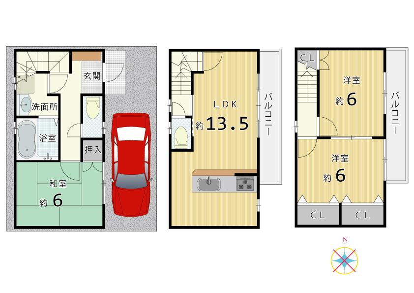 Floor plan. 21,800,000 yen, 3LDK, Land area 45.56 sq m , Building area 77.76 sq m