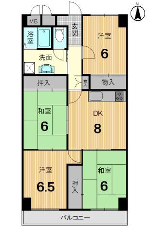 Floor plan. 4DK, Price 9.4 million yen, Occupied area 73.71 sq m , Balcony area 6.3 sq m