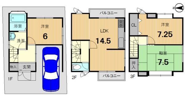 Floor plan. 19,800,000 yen, 3LDK, Land area 50.59 sq m , Building area 89.91 sq m