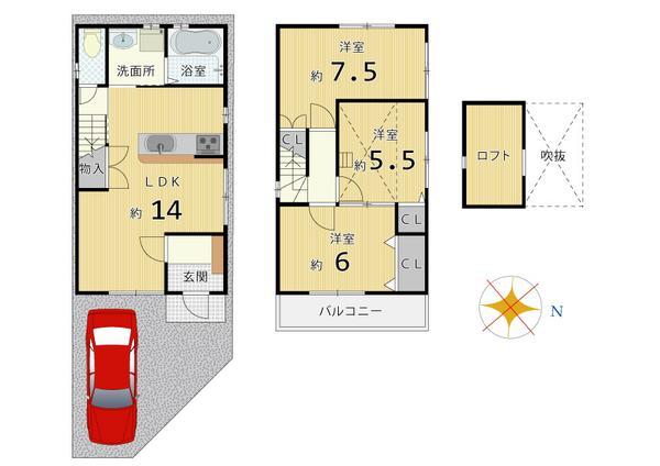 Floor plan. 30,900,000 yen, 3LDK, Land area 61.47 sq m , Building area 72.9 sq m