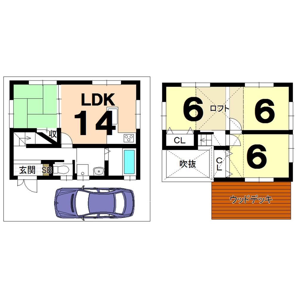 Floor plan. 19,800,000 yen, 4LDK, Land area 62.71 sq m , Building area 69.16 sq m