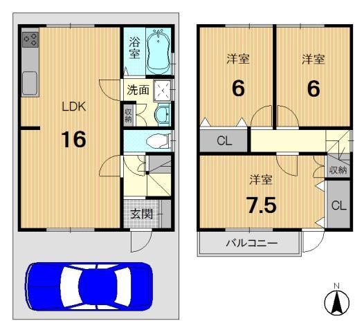 Floor plan. 26,800,000 yen, 3LDK, Land area 72.22 sq m , Building area 84.72 sq m