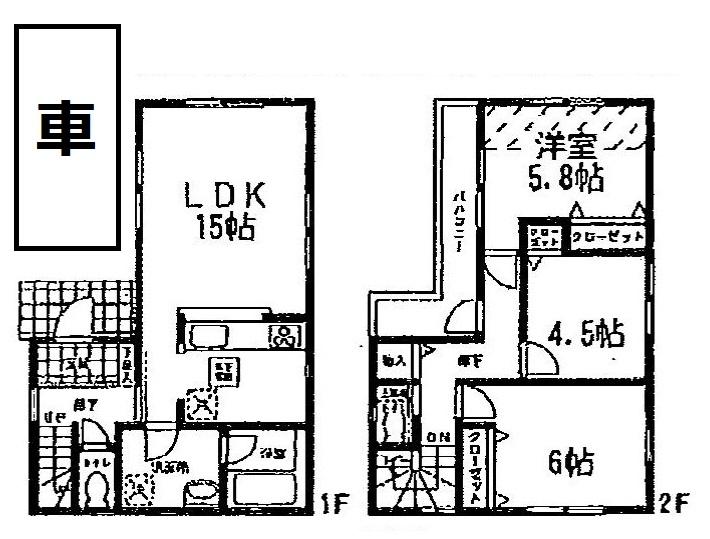 Floor plan. 22,900,000 yen, 3LDK, Land area 72.96 sq m , Building area 77.76 sq m floor plan Parking space spacious