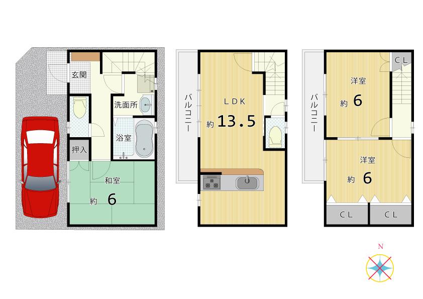 Floor plan. 21.9 million yen, 3LDK, Land area 45.4 sq m , Building area 77.76 sq m