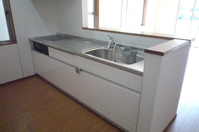 Same specifications photo (kitchen). Construction example photo (kitchen) Slide storage type, With built-in water purifier faucet