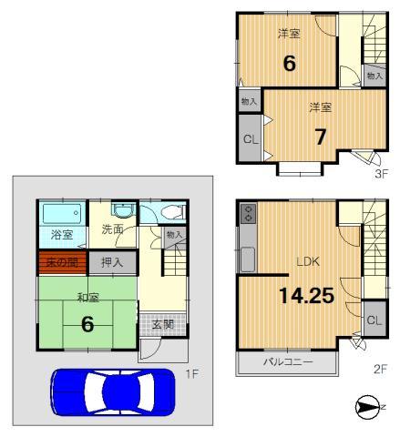 Floor plan. 19,800,000 yen, 3LDK, Land area 48.68 sq m , Building area 85.05 sq m