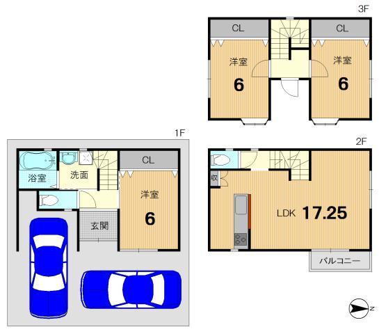 Floor plan. 26,800,000 yen, 3LDK, Land area 61.16 sq m , Building area 87.48 sq m
