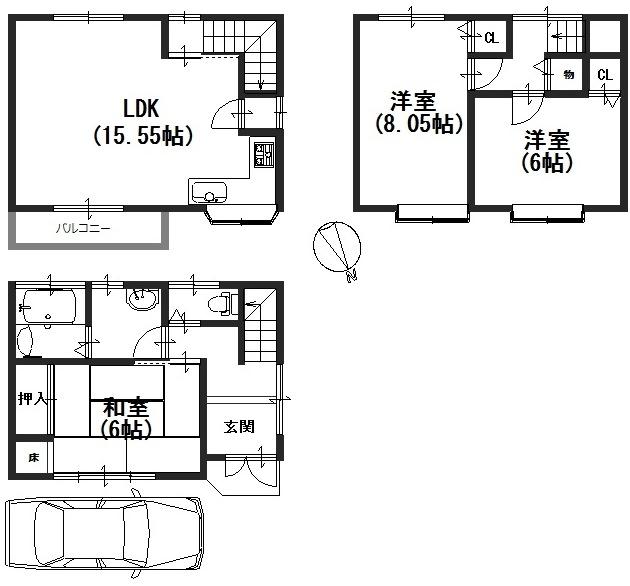 Floor plan. 17.8 million yen, 3LDK, Land area 50.99 sq m , Building area 86.94 sq m