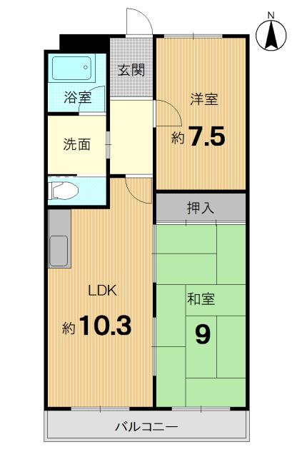 Floor plan. 2LDK, Price 8.3 million yen, Occupied area 58.32 sq m , Balcony area 5.4 sq m