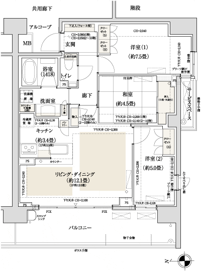 Floor: 3LDK, occupied area: 74.21 sq m, price: 58 million yen