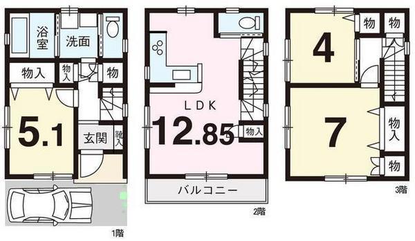 Floor plan. 29,800,000 yen, 3LDK, Land area 55.05 sq m , Building area 77.48 sq m