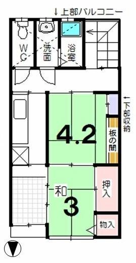 Floor plan. 5.8 million yen, 2K, Land area 43 sq m , Building area 34.8 sq m