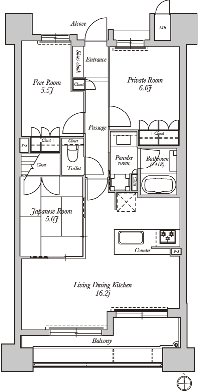 Floor: 2LDK + F, the area occupied: 70.16 sq m, Price: TBD