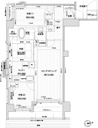 Floor: 3LDK, the area occupied: 74.4 sq m, Price: 53.6 million yen