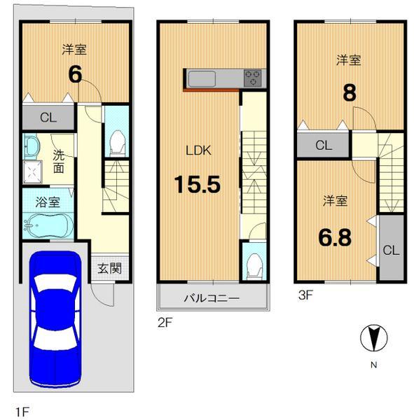 Floor plan. 28.8 million yen, 3LDK, Land area 53.01 sq m , Building area 91.82 sq m