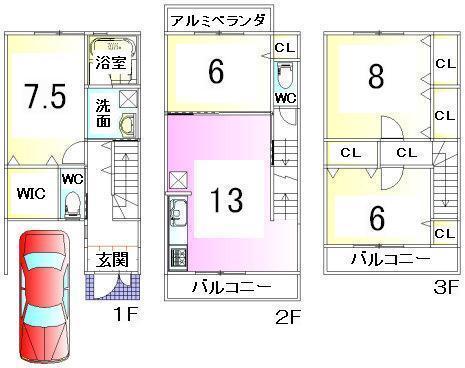 Floor plan. 33,800,000 yen, 4LDK, Land area 63.5 sq m , Building area 105.3 sq m
