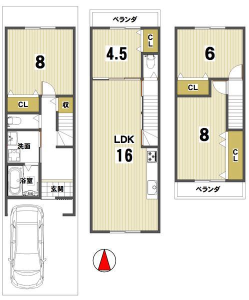 Floor plan. 57,800,000 yen, 4LDK, Land area 61 sq m , Building area 98.82 sq m