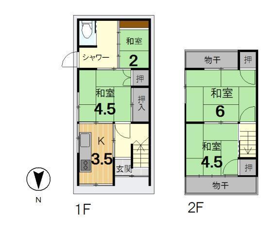 Floor plan. 13.8 million yen, 4K, Land area 33.32 sq m , Building area 48.73 sq m
