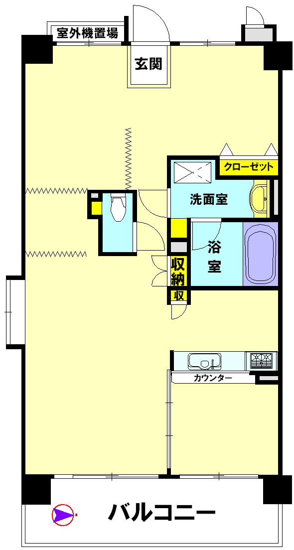 Floor plan. 1LDK, Price 36,900,000 yen, Occupied area 64.05 sq m , Balcony area 9.15 sq m