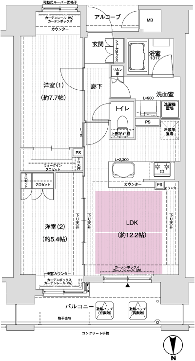Floor: 2LDK, occupied area: 56.13 sq m, Price: 38.3 million yen