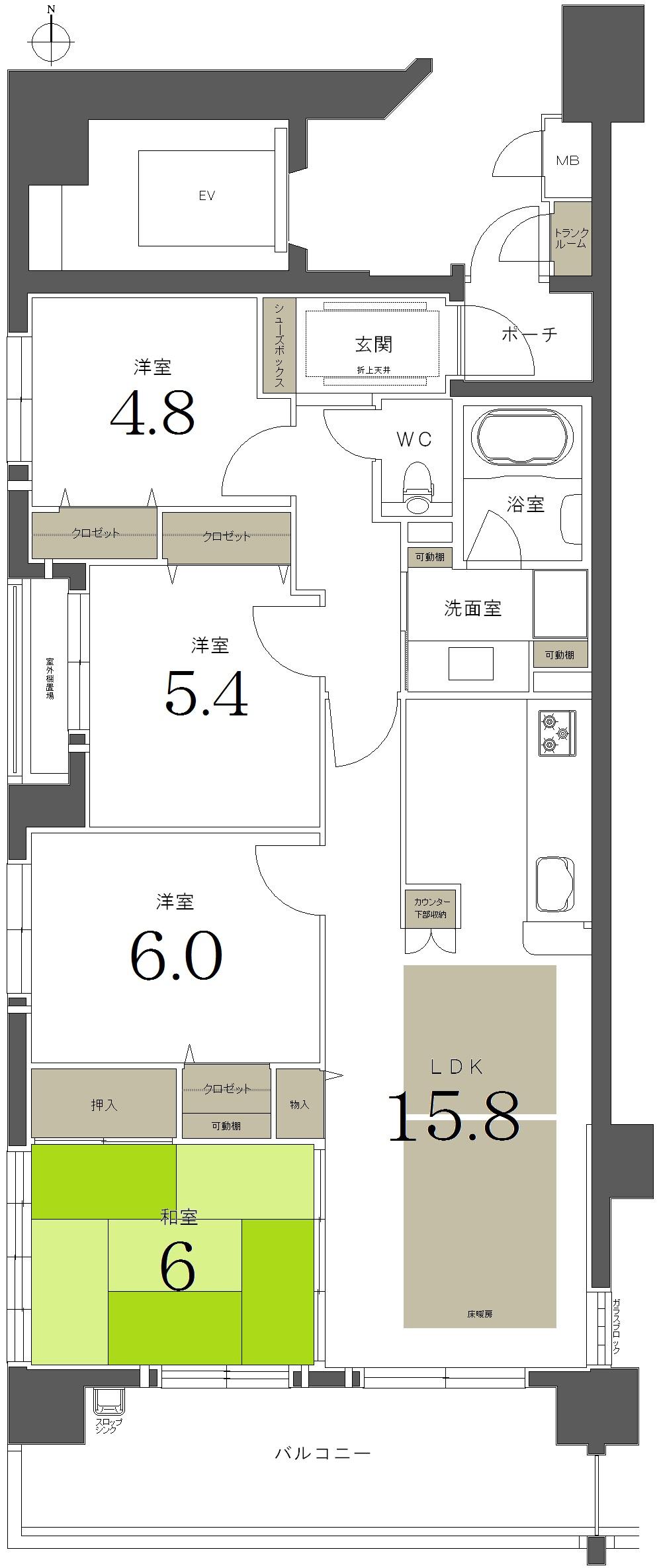 Floor plan. 4LDK, Price 50,800,000 yen, Occupied area 83.49 sq m , Balcony area 12.92 sq m floor plan