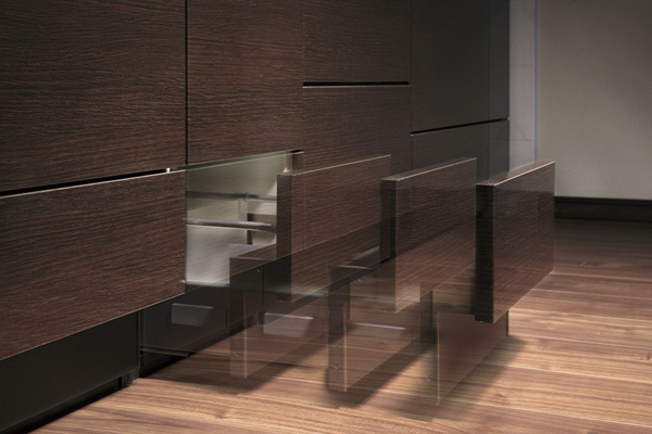 Kitchen.  [Soft-close design] The sliding accommodated, Adopted slowly and quietly closed soft-close design (except the glove compartment). Also can be stored safely tableware and glass container (same specifications)