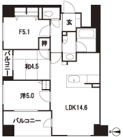 Floor: 2LDK + F (2 ~ 10th floor) ・ 3LDK (11 floor), the area occupied: 65.5 sq m, Price: 46,673,000 yen