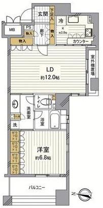 Floor plan. 1LDK, Price 38 million yen, Occupied area 58.14 sq m , Balcony area 7.98 sq m