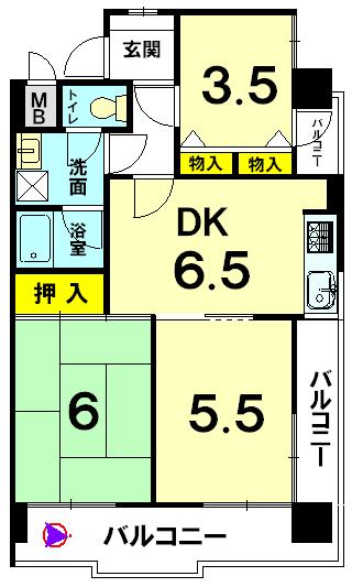 Floor plan. 3DK, Price 13.8 million yen, Occupied area 50.53 sq m , Balcony area 15.05 sq m
