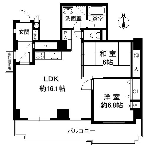 Floor plan. 2LDK, Price 30,800,000 yen, Occupied area 73.55 sq m , Balcony area 14.28 sq m