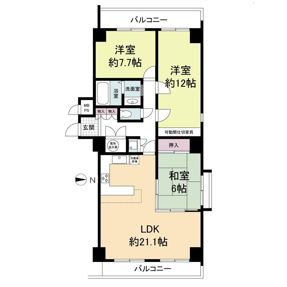 Floor plan. 3LDK, Price 39,800,000 yen, Footprint 100.01 sq m , Balcony area 13.5 sq m