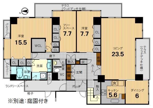 Floor plan. 3LDK, Price 128 million yen, Footprint 172.12 sq m , Balcony area 4.8 sq m