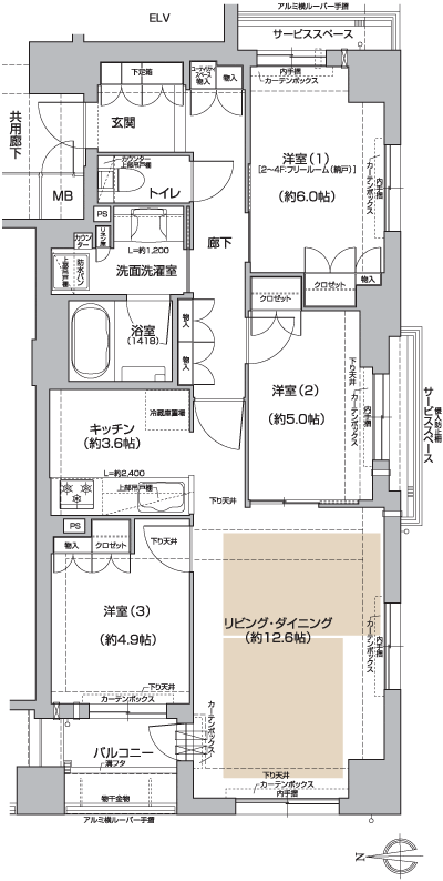 Floor: 2LDK + F (N), the occupied area: 73.52 sq m, Price: 52.4 million yen