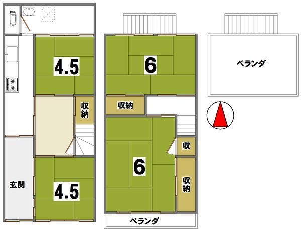 Floor plan. 7.8 million yen, 4K, Land area 39.38 sq m , Building area 65.17 sq m