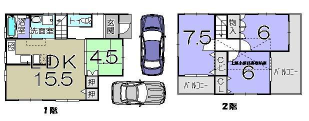 Floor plan. The dishes you can make with the care of children because it is a face-to-face kitchen. 