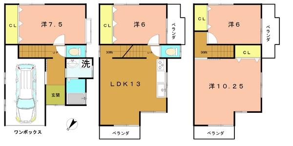 Floor plan. 25.6 million yen, 4LDK, Land area 57.4 sq m , Building area 111.56 sq m